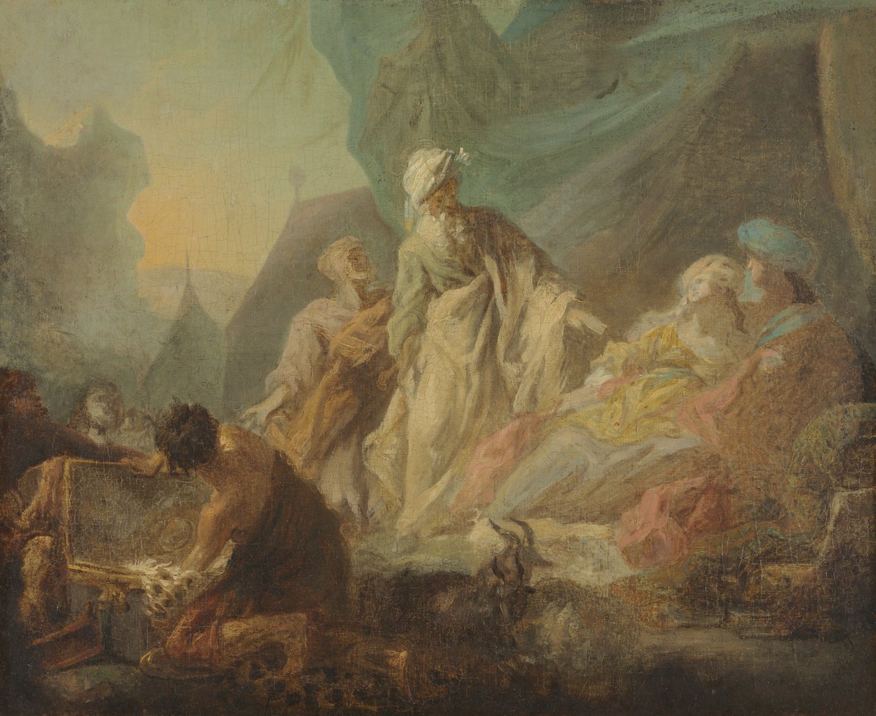 Laban leder efter sine stjålne guder af Augustin de Saint-Aubin