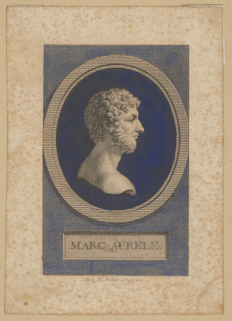 Marcus Aurelius Antoninus, romersk kejser 161-180, forfatter og filosof (Marcus Aurelius Antoninus, Marcus Annius Aurelius Verus, 121 Rom - 180 Vindobona) af Augustin de Saint-Aubin