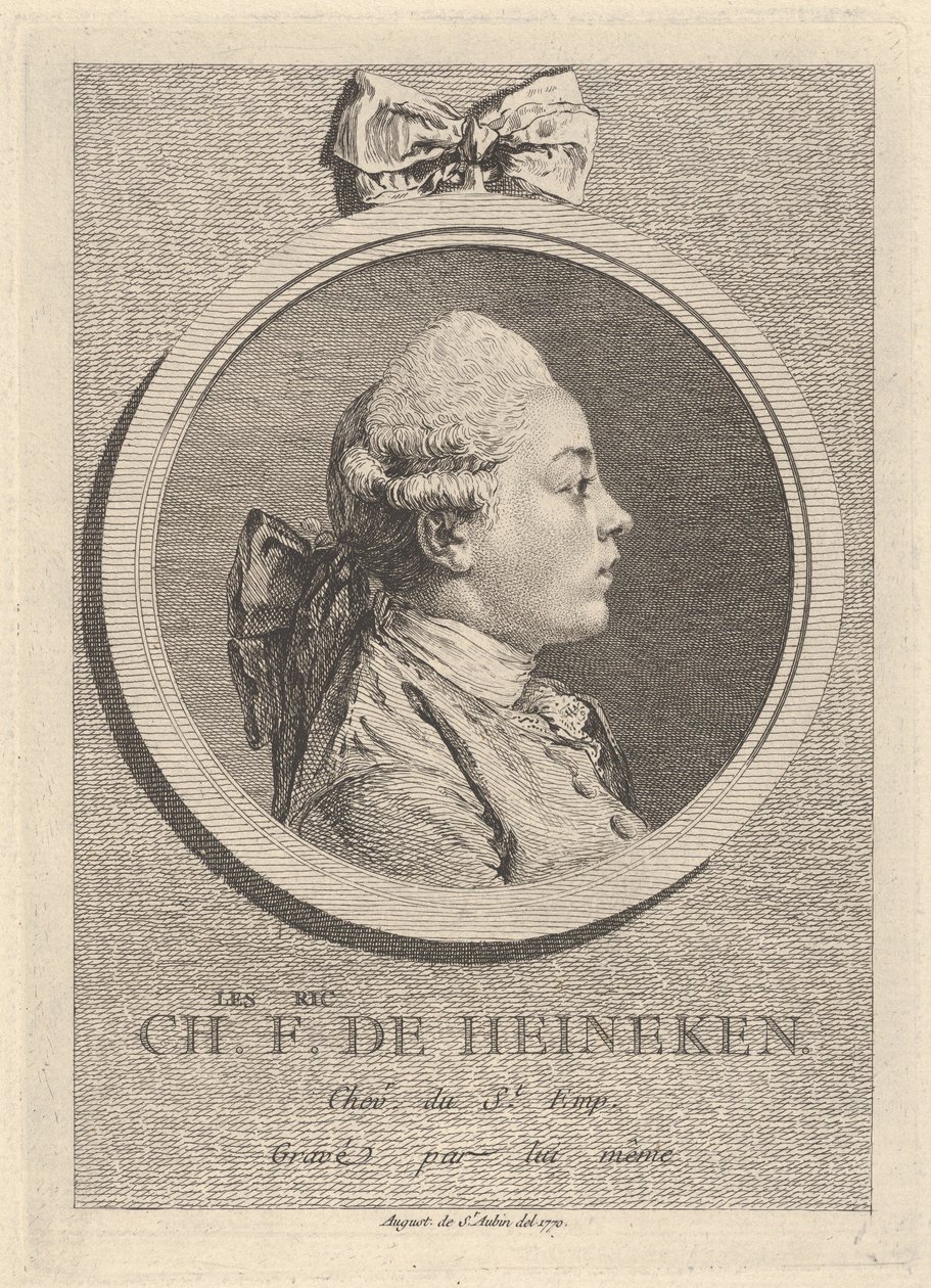 Portræt af Charles-Frédéric de Heinecken af Augustin de Saint-Aubin