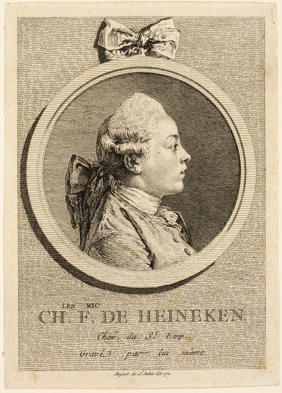 Portræt af Charles Frederick de Heincken af Augustin de Saint-Aubin