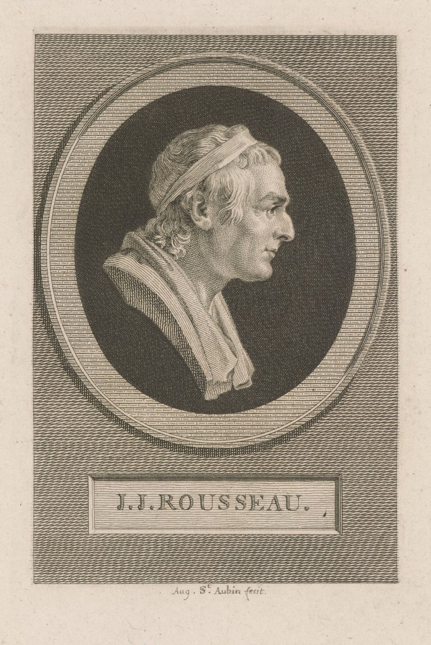Portræt af J. J. Rousseau af Augustin de Saint-Aubin