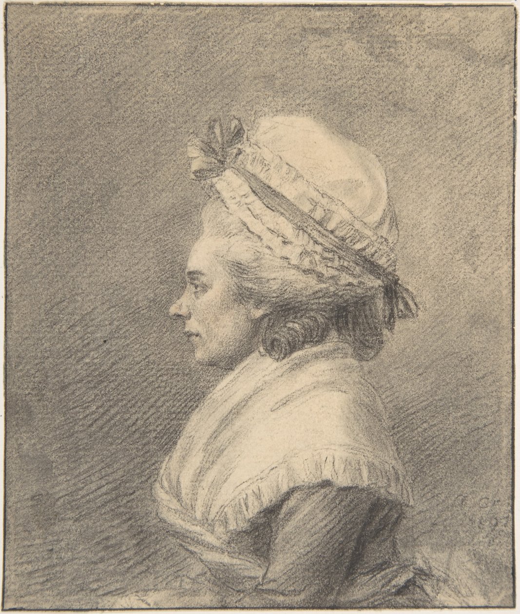 Profil af en dame med kyse af Augustin de Saint-Aubin