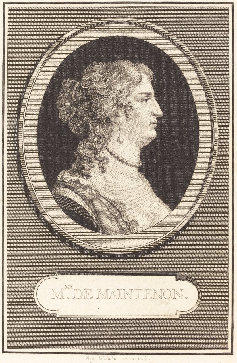 Madame de Maintenon af Augustin de Saint Aubin