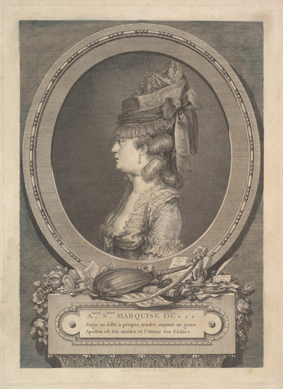 Portræt af Adrienne-Sophie Marquise de ***, 1779. af Augustin de Saint Aubin