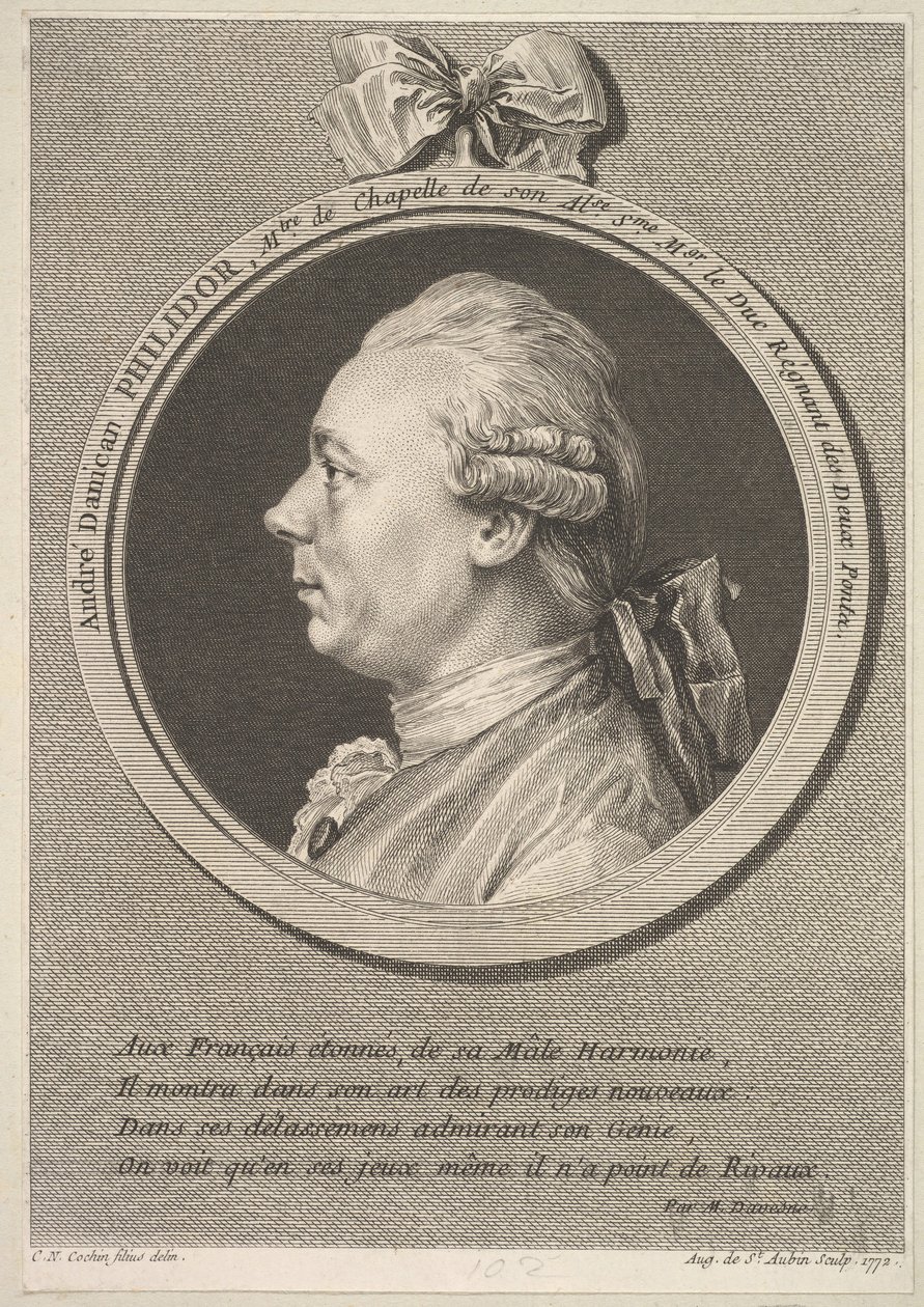 Portræt af André Danican Philidor, 1772. af Augustin de Saint Aubin