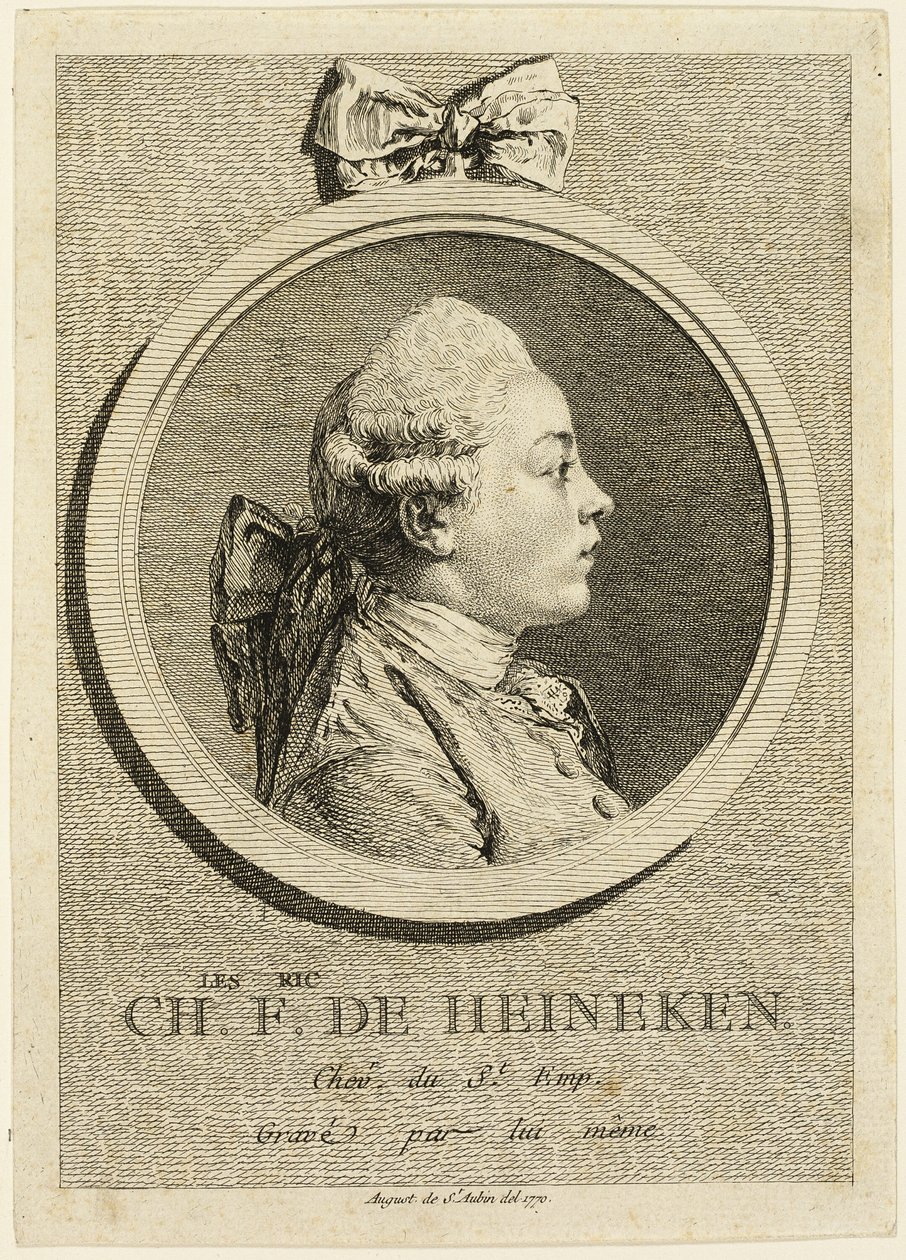 Portræt af Charles Frederick de Heincken af Augustin de Saint Aubin