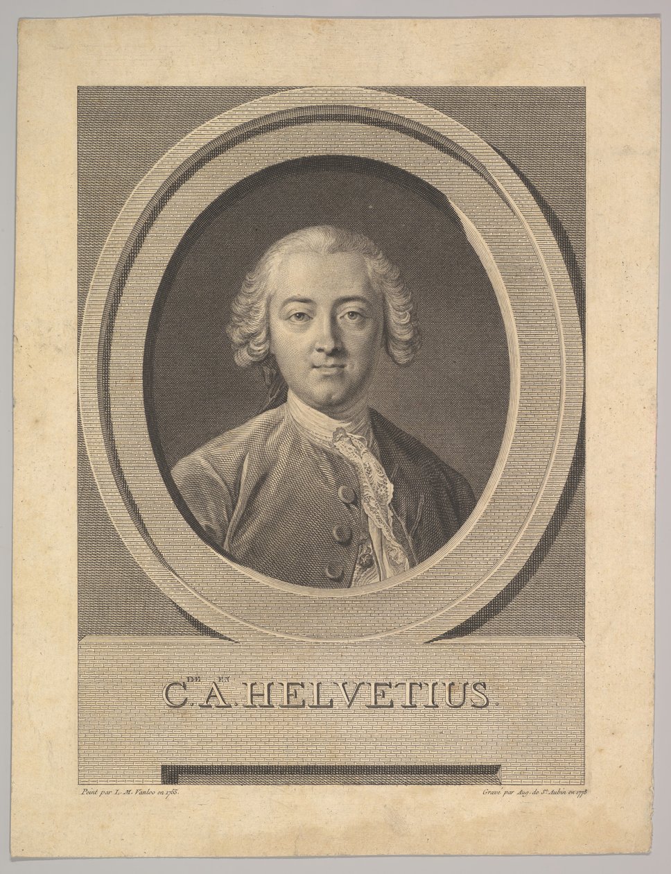 Portræt af Claude Adrien Helvetius 1715-1771, 1772. af Augustin de Saint Aubin