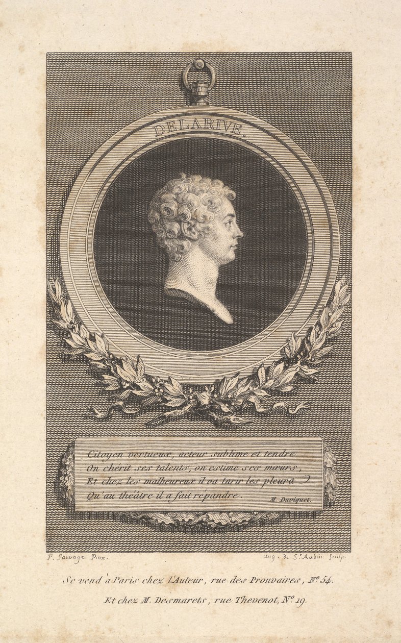 Portræt af De Larive, 1785. af Augustin de Saint Aubin