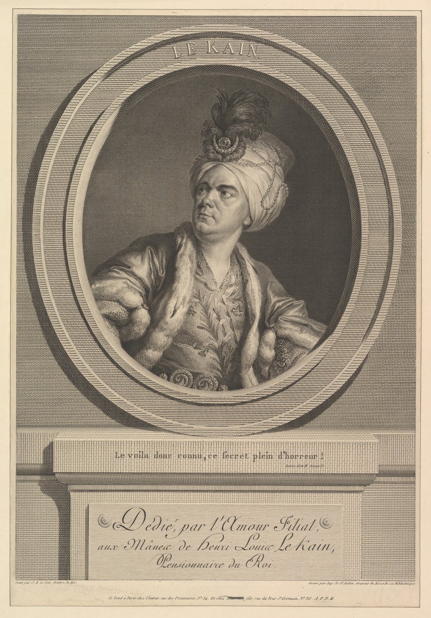 Portræt af Henri-Louis Le Kain, 1788. af Augustin de Saint Aubin