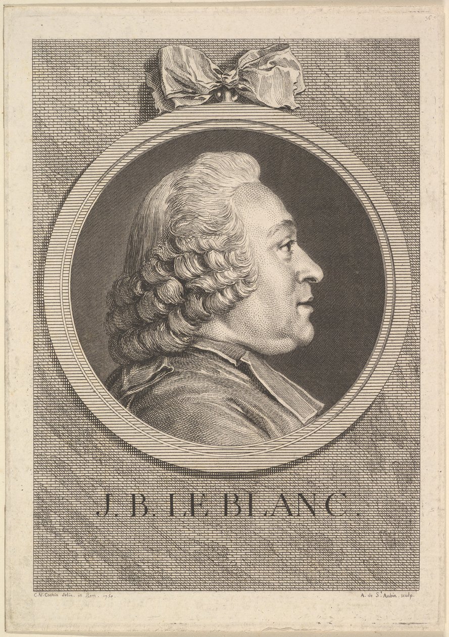 Portræt af Jean-Baptiste Le Blanc, 1750. af Augustin de Saint Aubin