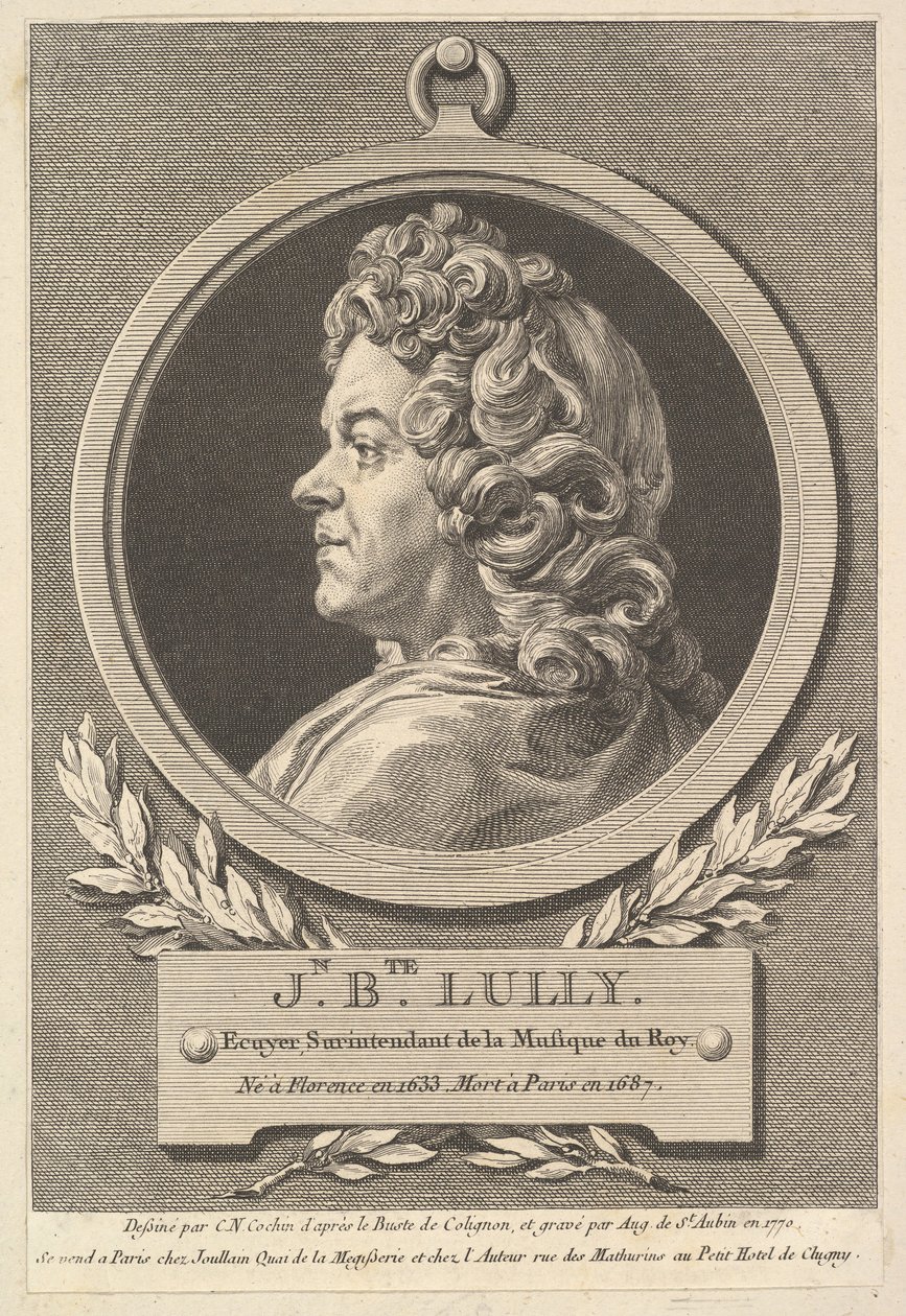 Portræt af Jean-Baptiste Lully, 1770. af Augustin de Saint Aubin