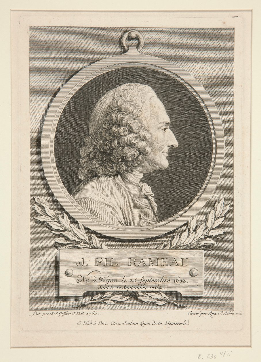 Portræt af Jean-Philippe Rameau af Augustin de Saint Aubin