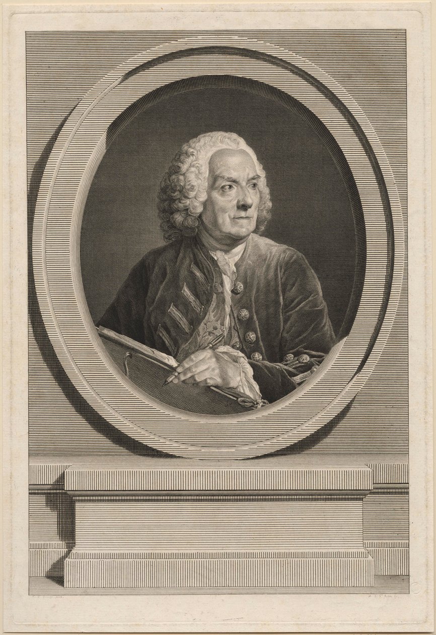 Portræt af Louis de Silvestre af Augustin de Saint Aubin