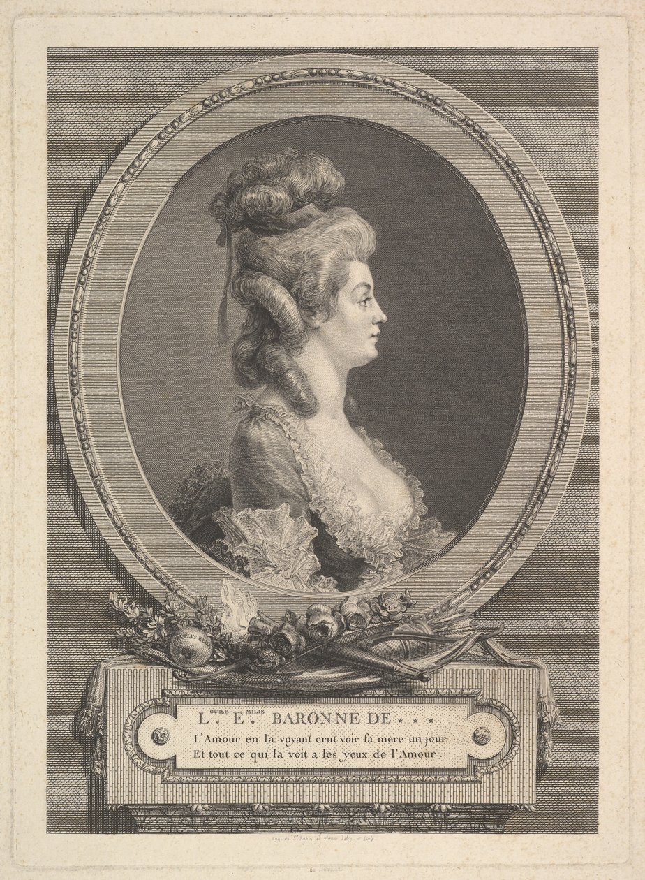Portræt af Louise Emilie Baronne de ***, 1779. af Augustin de Saint Aubin