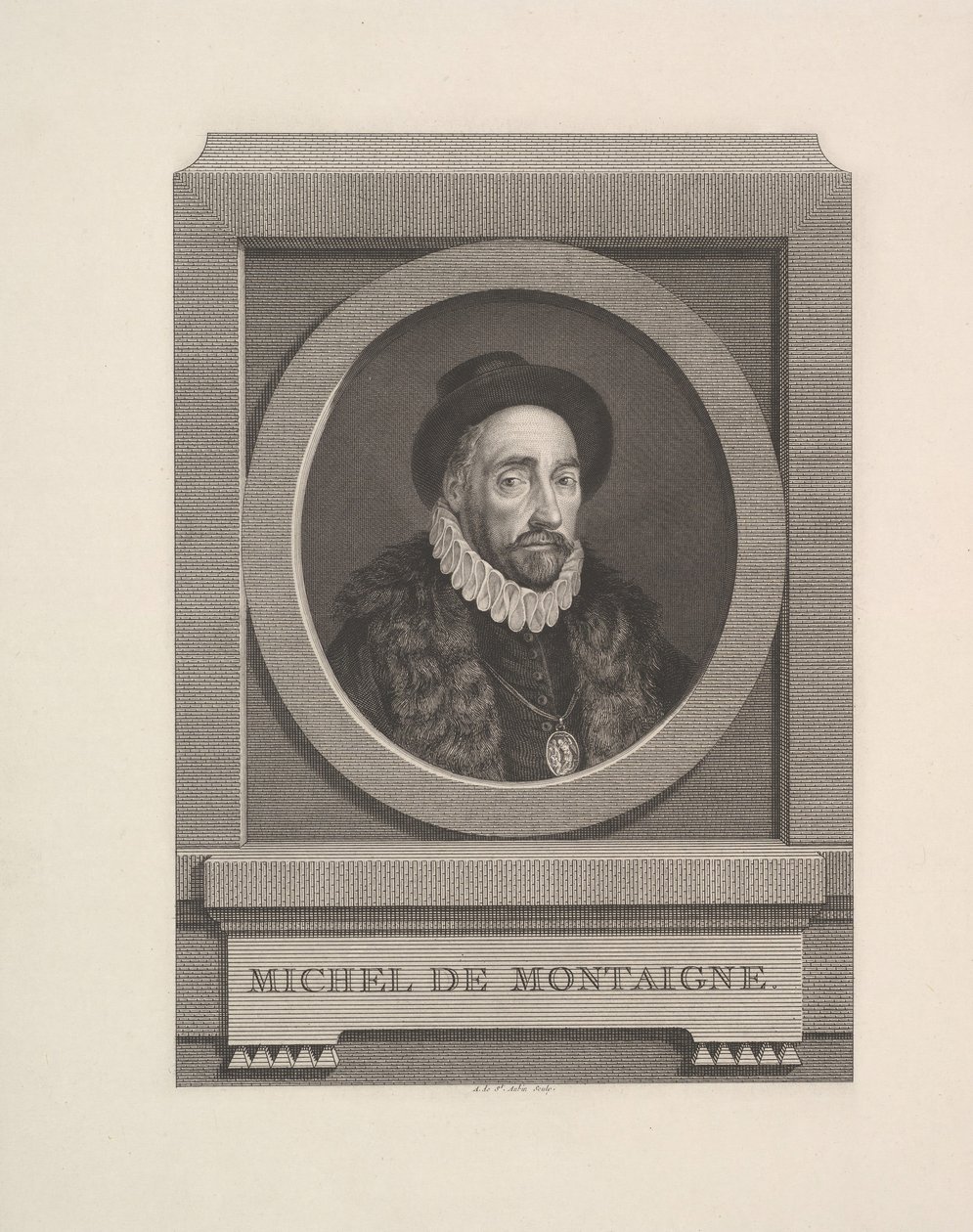 Portræt af Michel de Montaigne, 1774. af Augustin de Saint Aubin