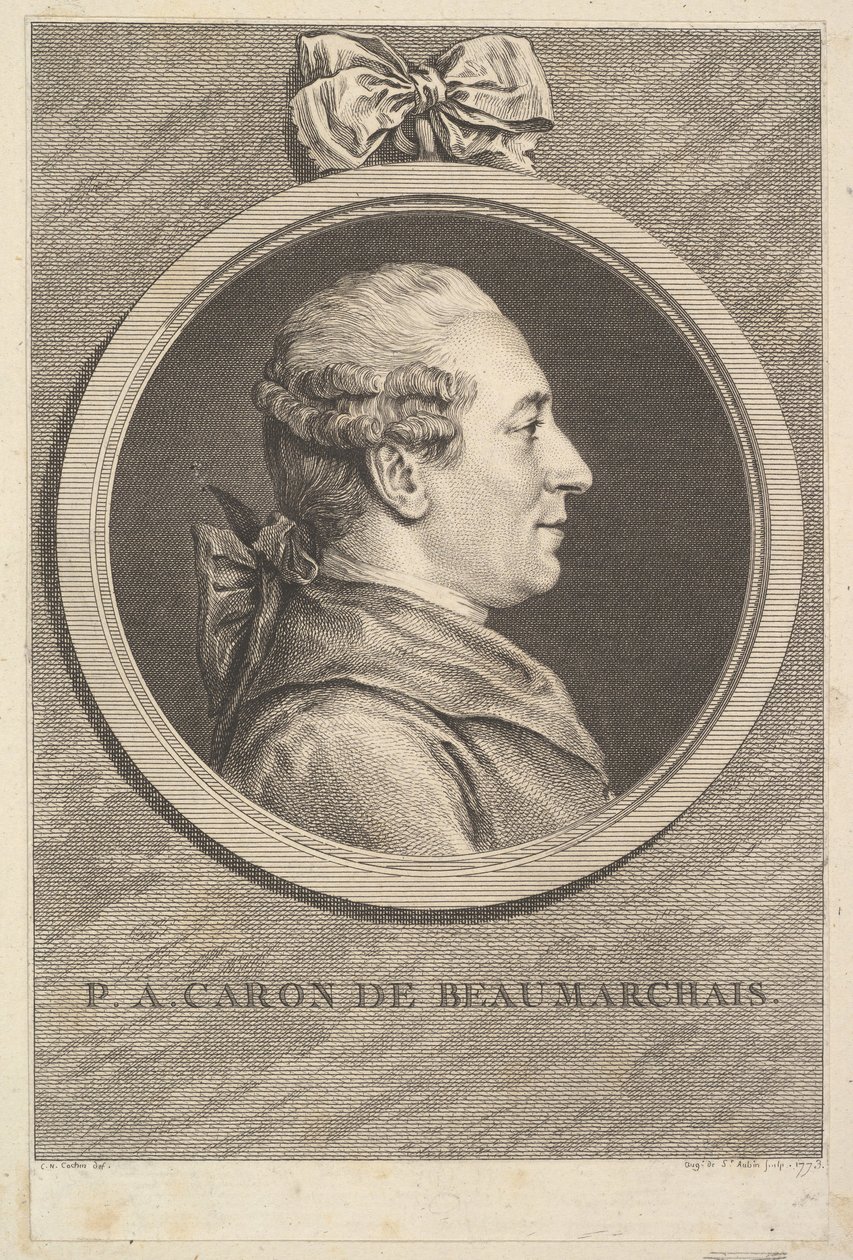 Portræt af P.A. Caron de Beaumarchais, 1773. af Augustin de Saint Aubin