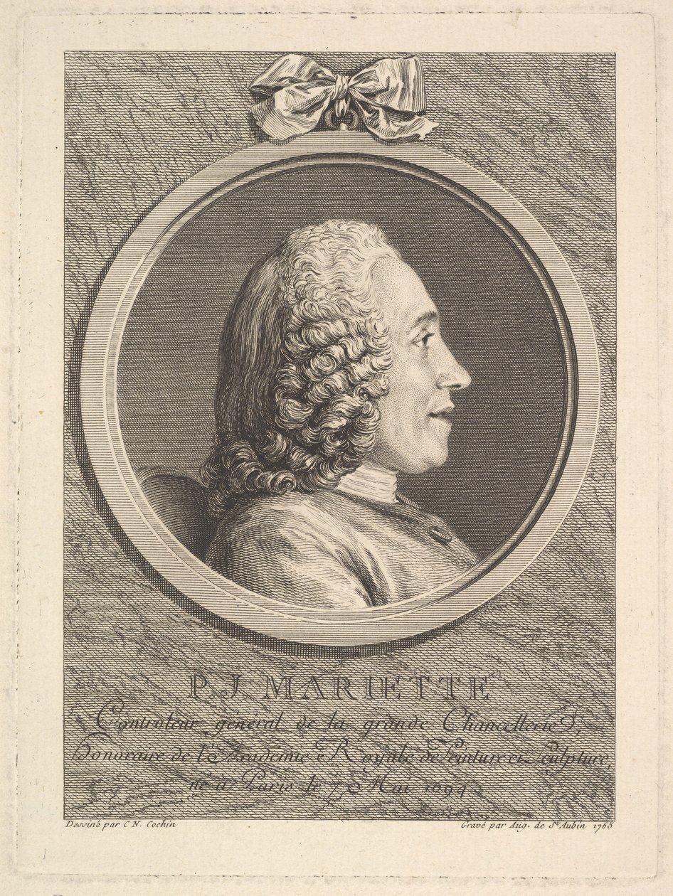 Portræt af Pierre-Jean Mariette, 1765. af Augustin de Saint Aubin