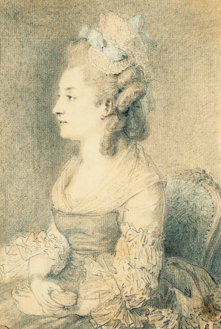 Portræt af kunstnerens kone af Augustin de Saint Aubin