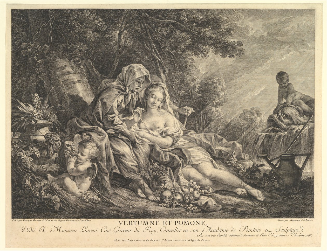 Vertumnus og Pomona, 1765. af Augustin de Saint Aubin