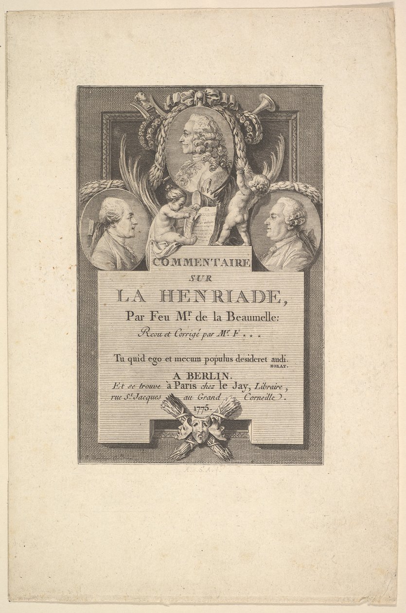 Voltaire, Fréron og Beaumelle, 1775. af Augustin de Saint Aubin