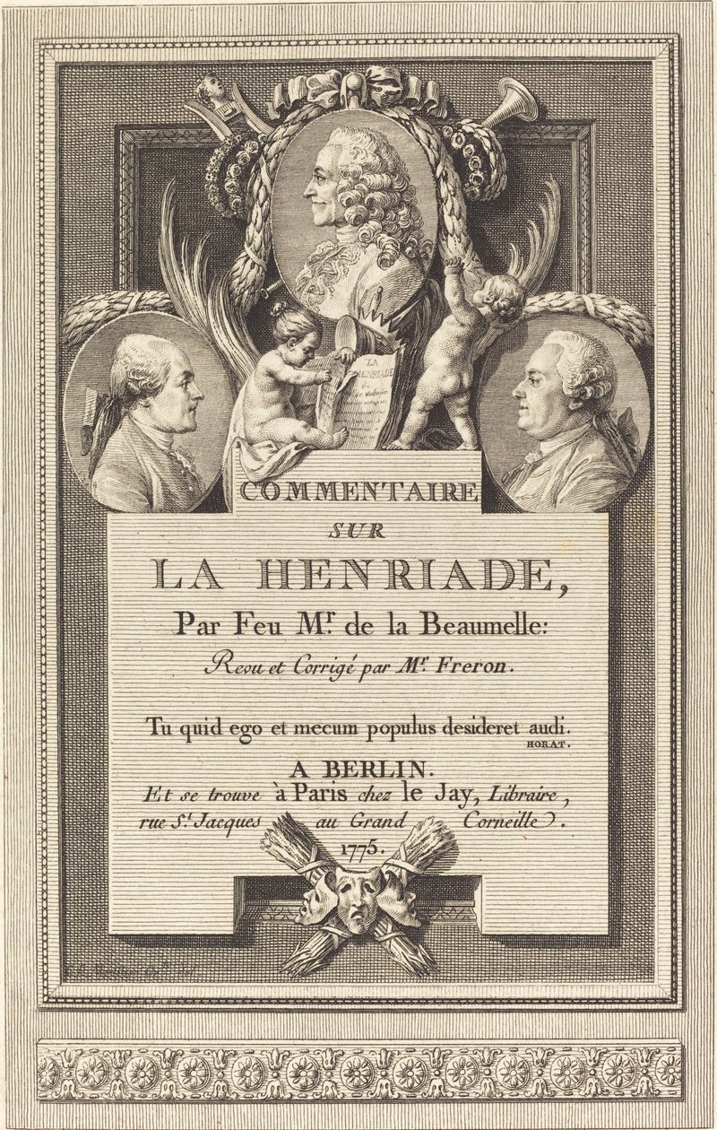 Kommentar til Henriaden af Augustin de Saint Aubin after Clément Pierre Marillier
