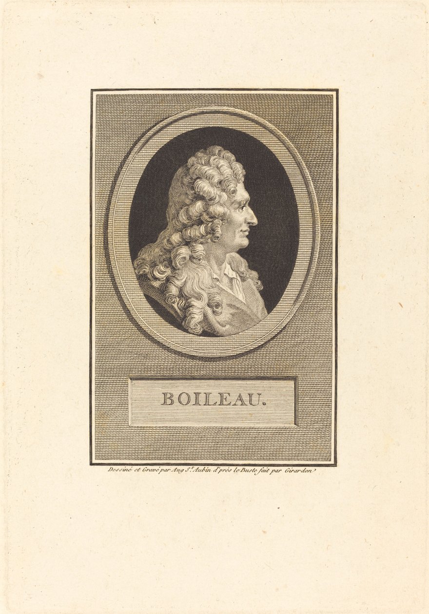 Despreaux-Nicolas Boileau af Augustin de Saint Aubin after François Girardon