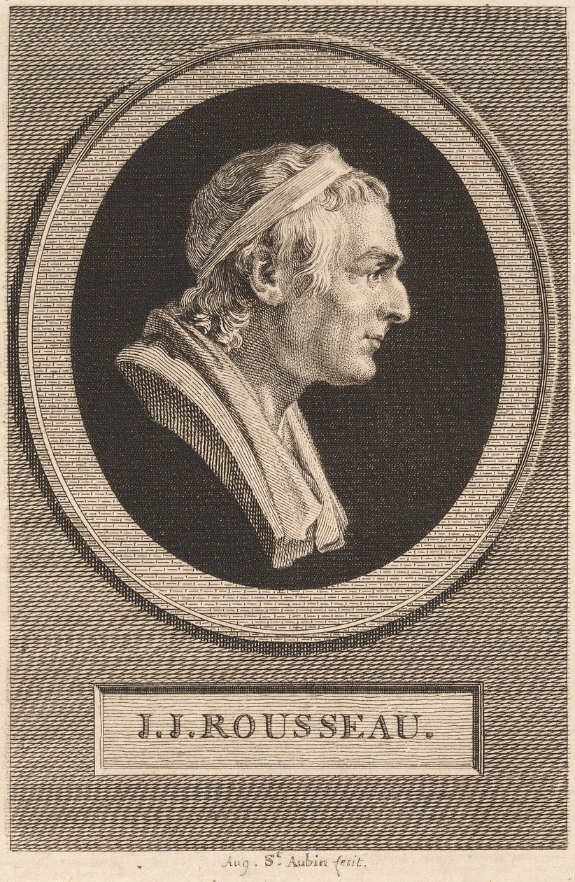 Jean-Jacques Rousseau af Augustin de Saint Aubin after Jean Antoine Houdon