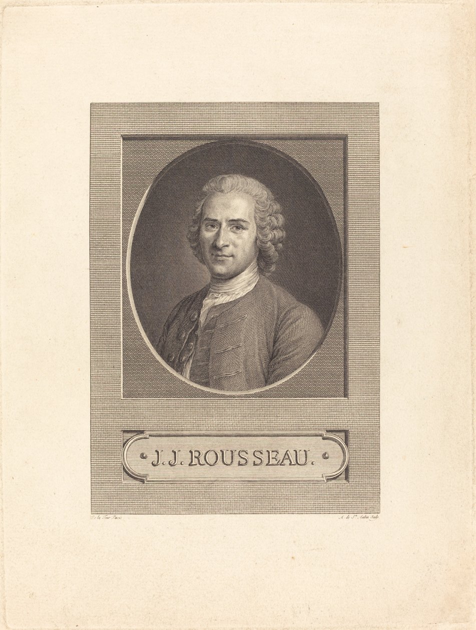 JJ Rousseau af Augustin de Saint Aubin after Maurice Quentin