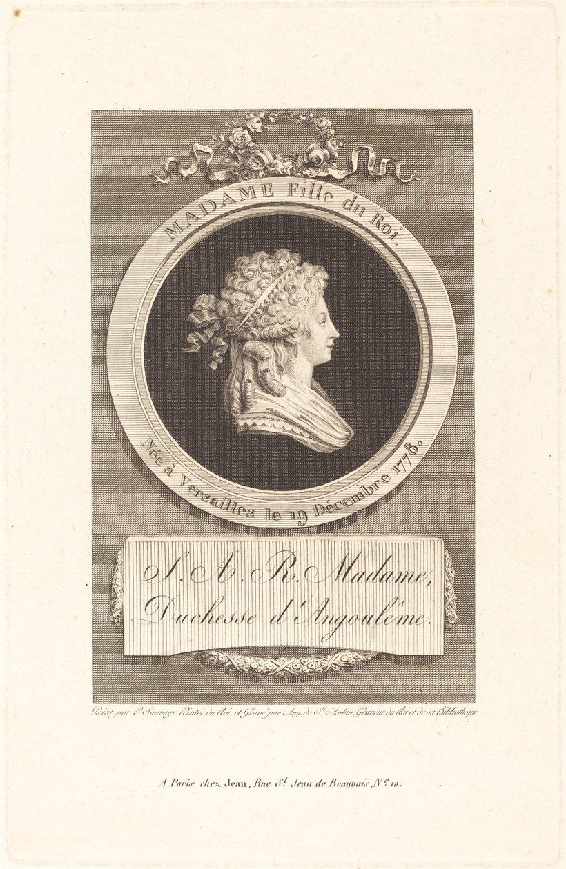 Marie-Thérèse-Charlotte, hertuginde af Angoulême af Augustin de Saint Aubin after Piat Joseph Sauvage