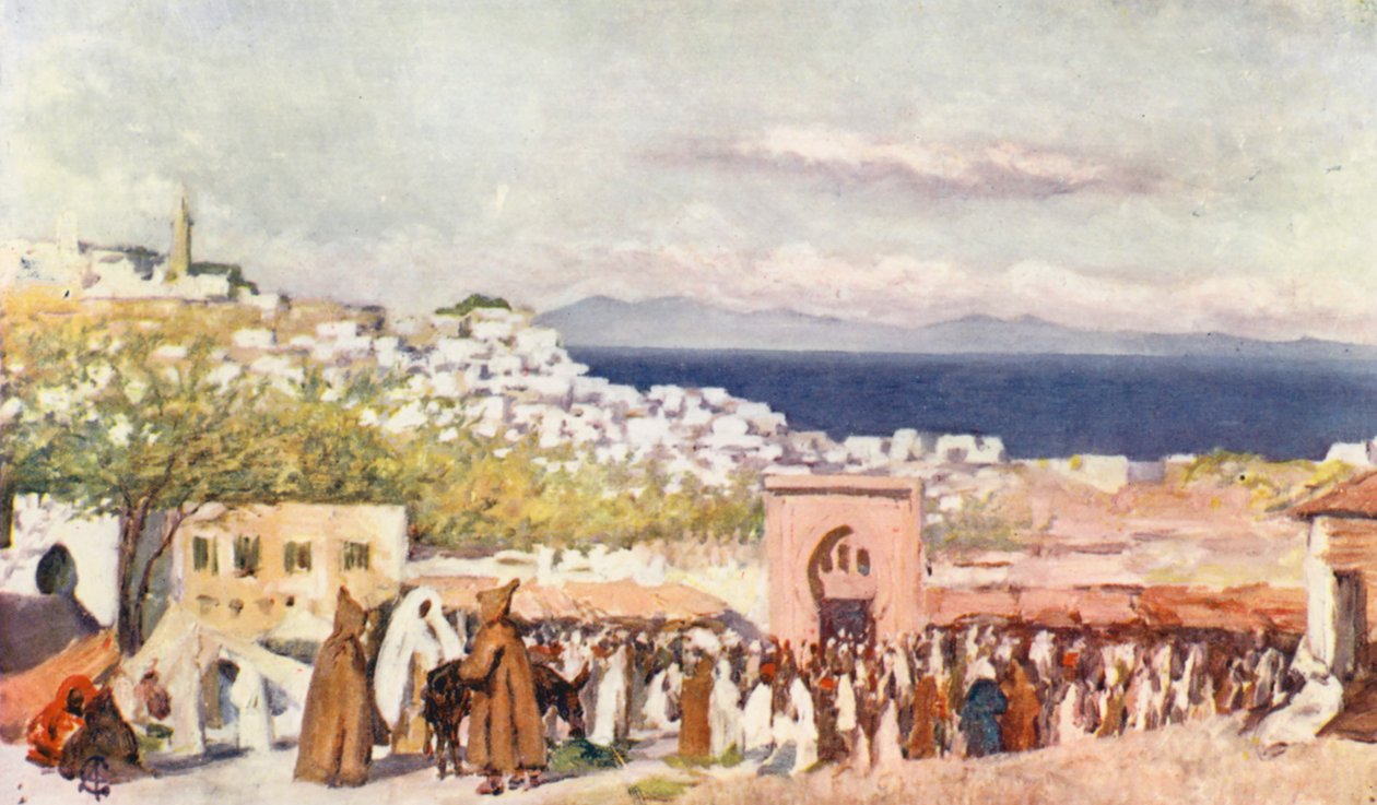 Tanger fra markedspladsen (farvelitografi) af Augustine Fitzgerald