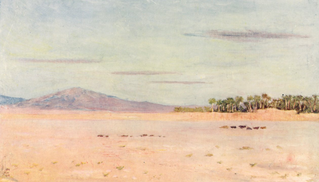 Ørkenen nær Biskra (farvelitografi) af Augustine Fitzgerald