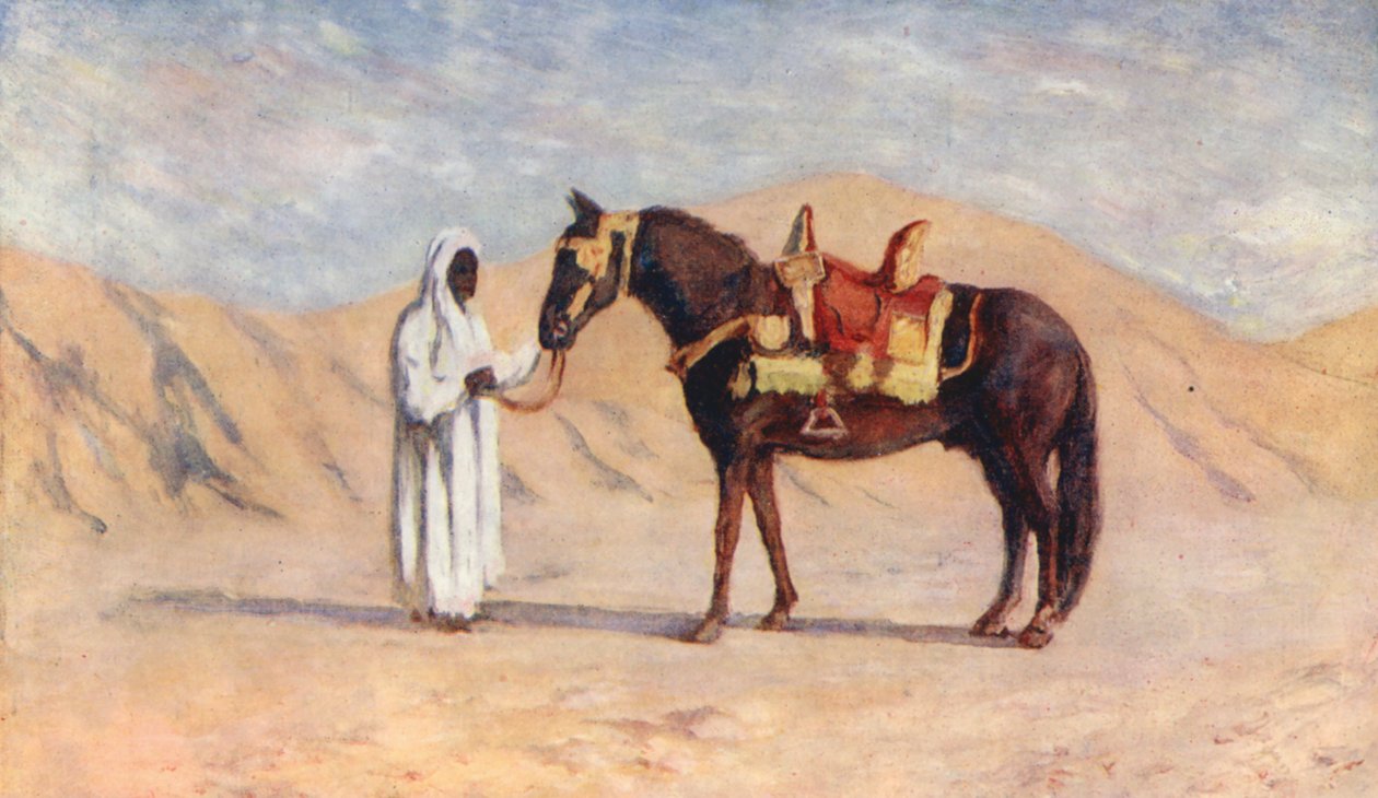 Hesten fra Bash Aga, Biskra (farvelitografi) af Augustine Fitzgerald
