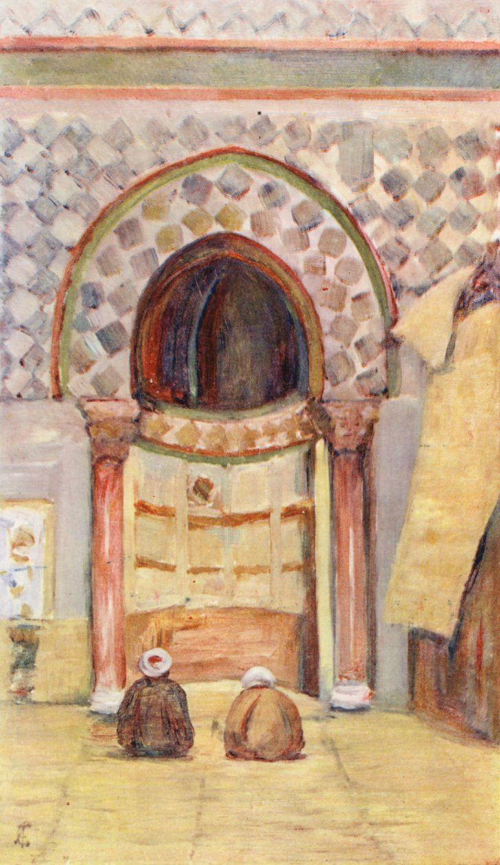Mirhab i Sidi Okbar-moskeen, Kairouan (farvelitografi) af Augustine Fitzgerald