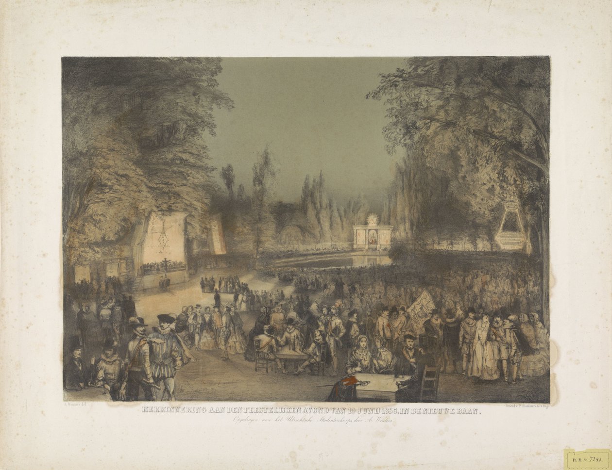 Minde om den festlige aften den 19. juni 1856. I Nieuwe Baan (titel på objektet) af Augustinus Jacobus Bernardus Wouters