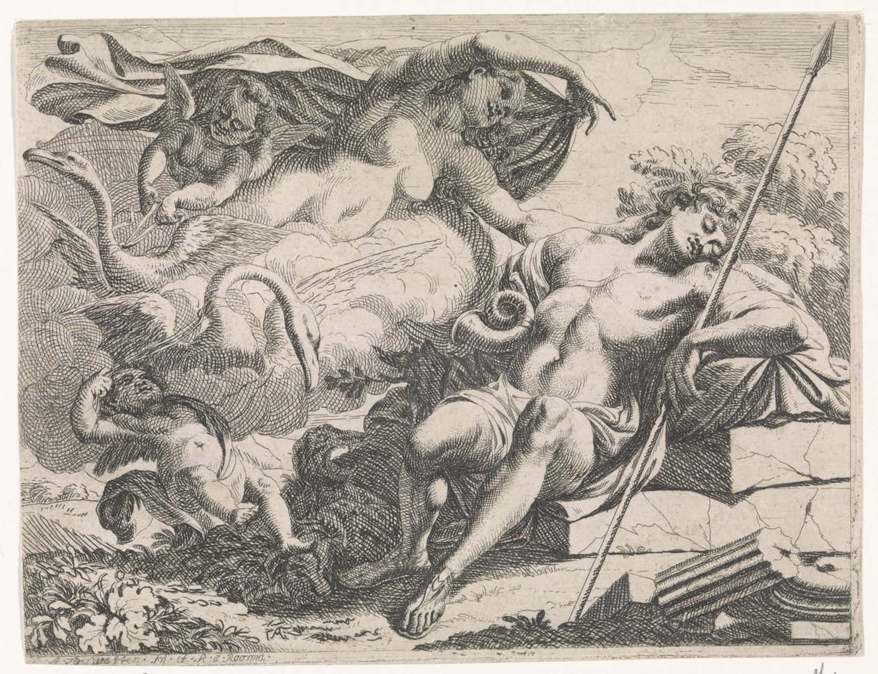 Venus ser på den sovende Adonis af Augustinus Terwesten (I)