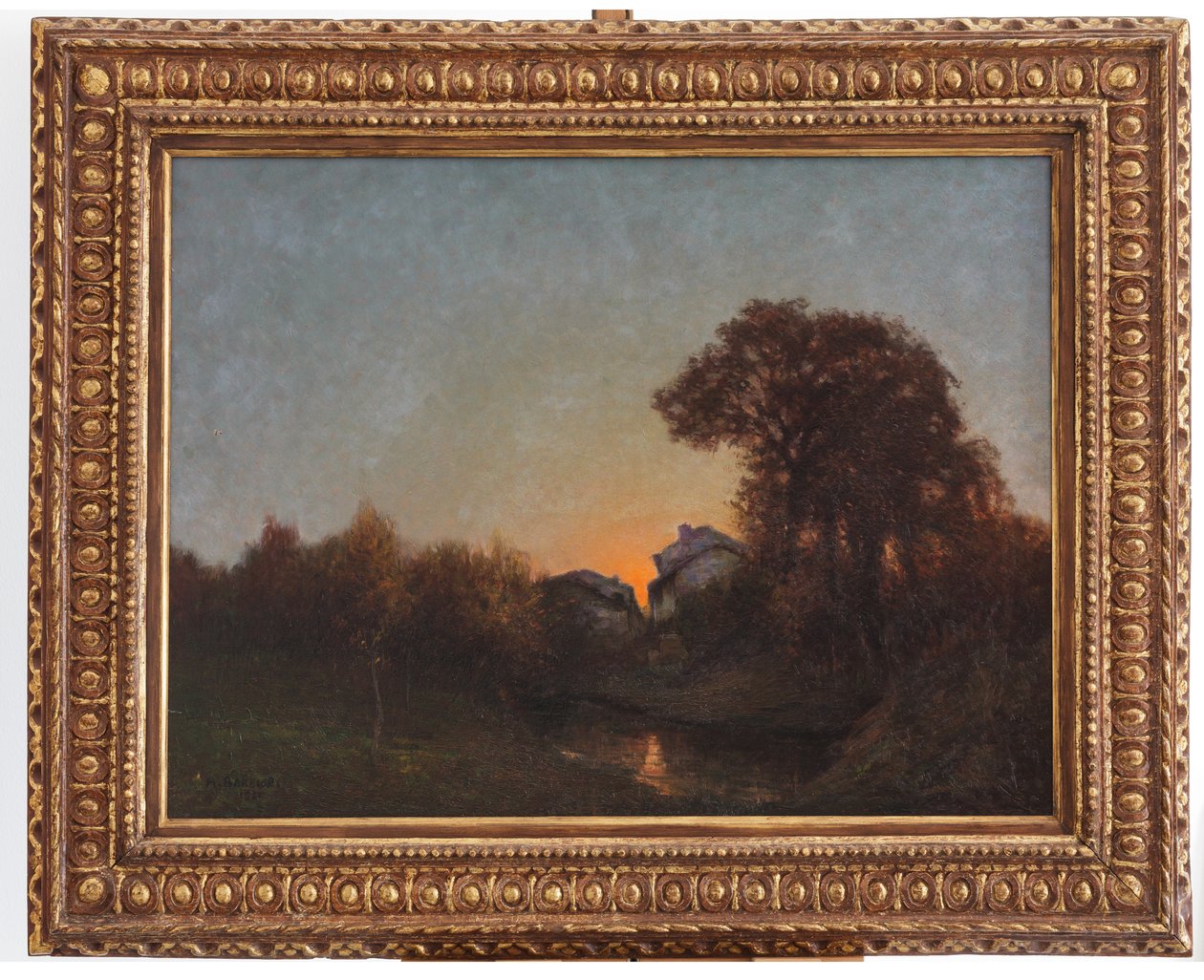 Landskab ved solnedgang (olie på lærred) af Augusto Baracchi