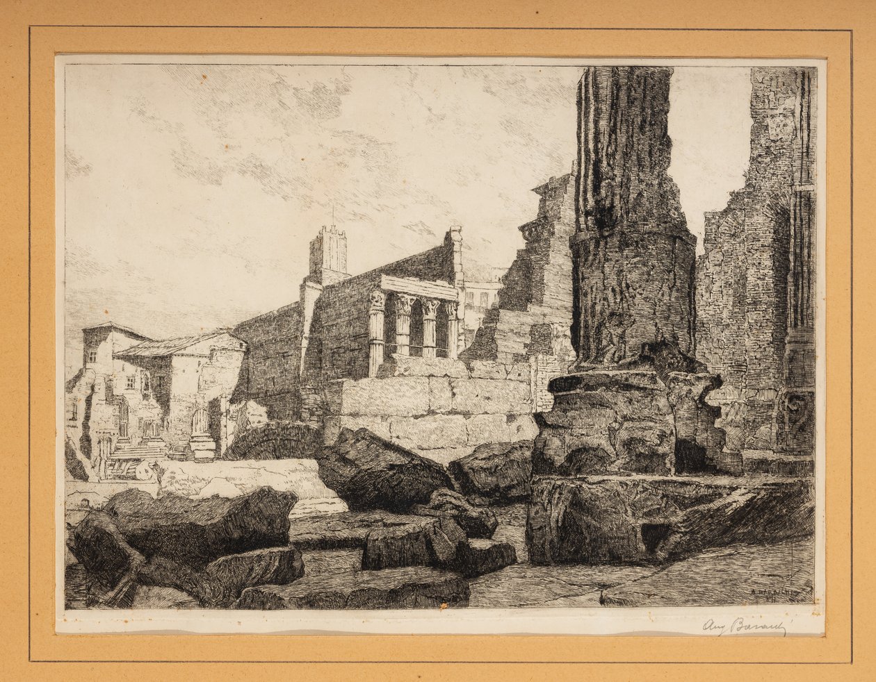 Romerske ruiner (radering) af Augusto Baracchi