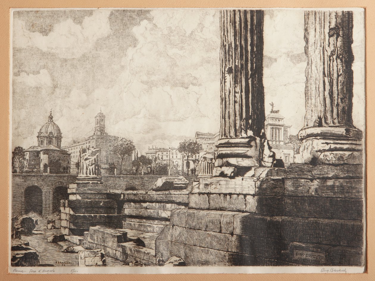 Rom, Augustus Forum (radering på papir) af Augusto Baracchi