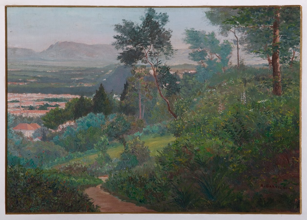 Udsigt over Vignola (olie på krydsfiner) af Augusto Baracchi