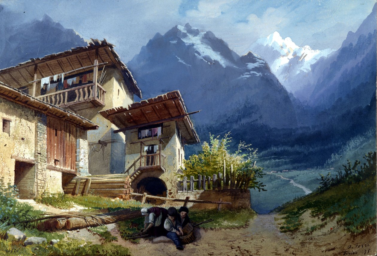 Scenografi til operaen "Linda di Chamounix" af Gaetano Donizetti, Torino, 1875 af Augusto Ferri