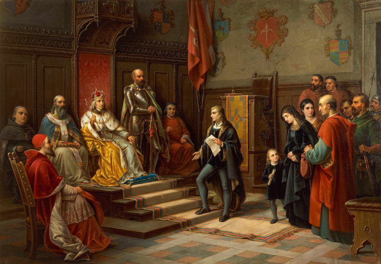 Frederik III, der bliver presset til at marchere mod tyrkere af Trieste-digteren Raffaele Zovenzoni, af Augusto Tominz (1818-1883) af Augusto Tominz