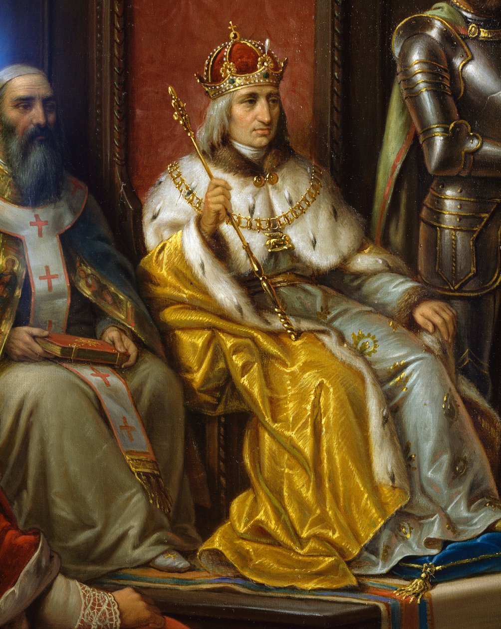 Frederik III, der bliver presset til at marchere mod tyrkere af Trieste-digteren Raffaele Zovenzoni, detaljeret, af Augusto Tominz (1818-1883) af Augusto Tominz
