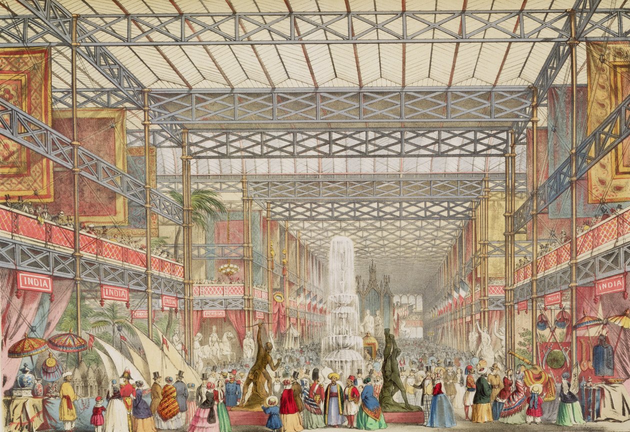 Interiør af Crystal Palace, pub. af Stannard og Dixon (farvet litho) af Augustus Butler