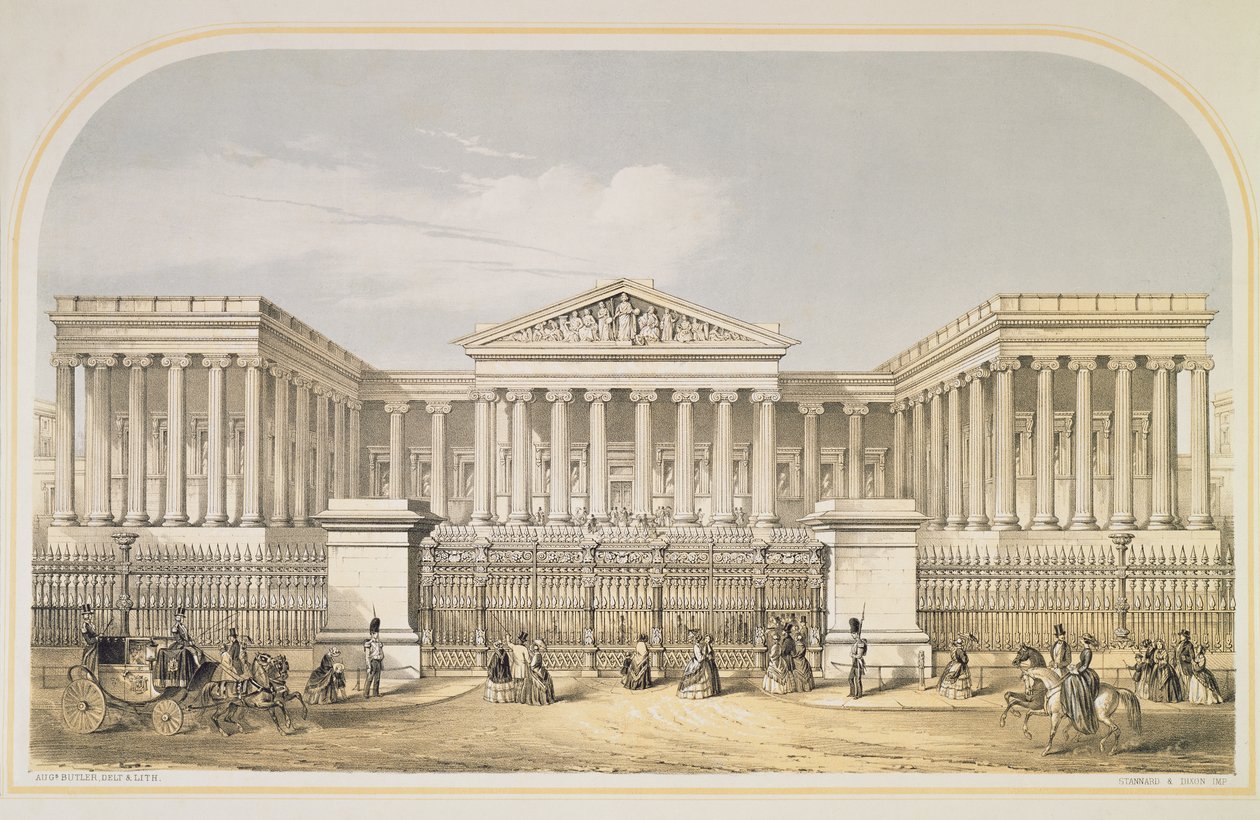 The British Museum, 1853 (tonet litografi) af Augustus Butler