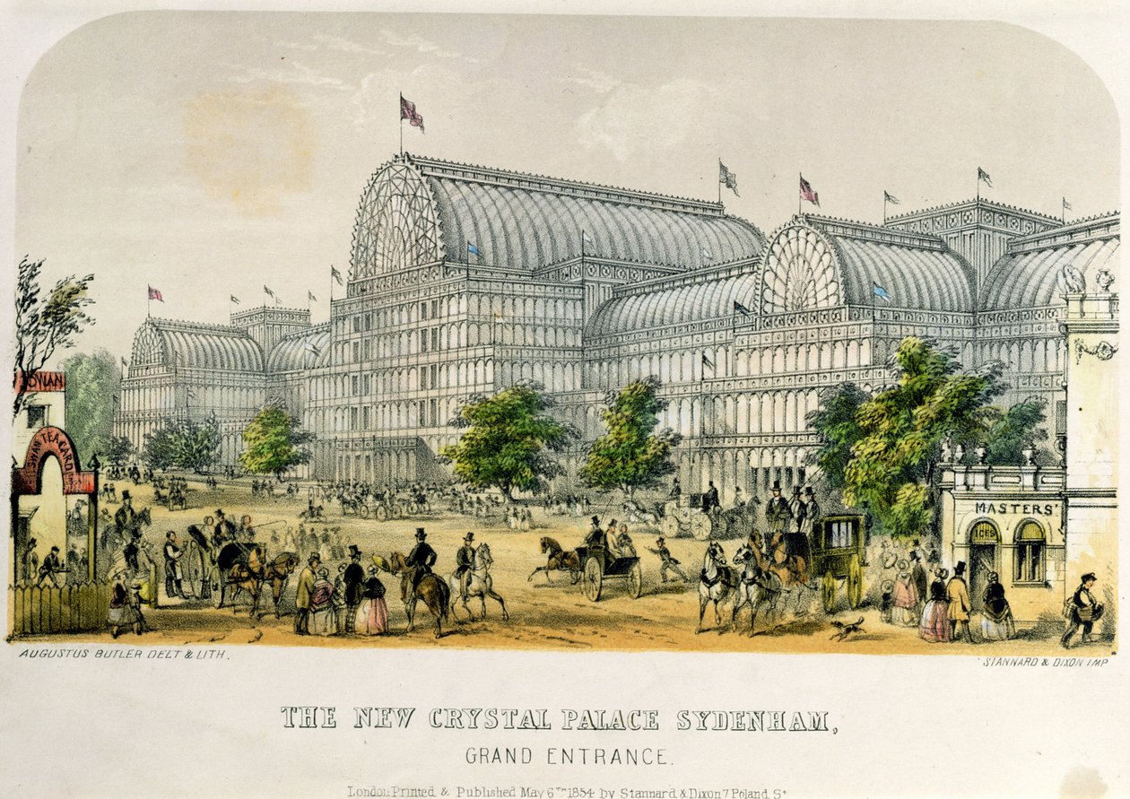The New Crystal Palace Sydenham, Grand Entrance, pub. 1854 af Augustus Butler