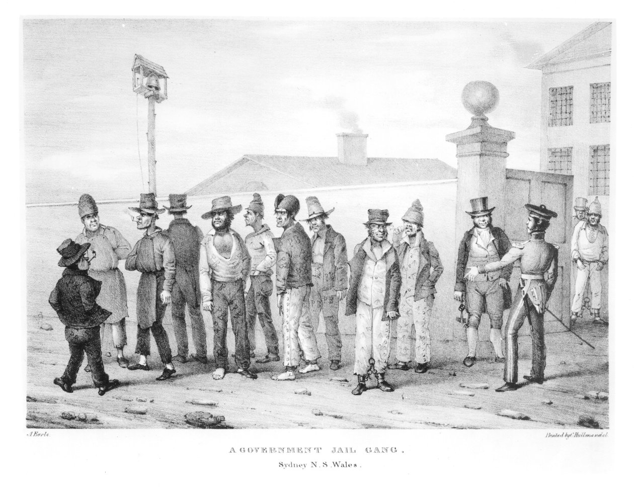 A Government Jail Gang, Sydney, New South Wales, 1800-tallet af Augustus Earle