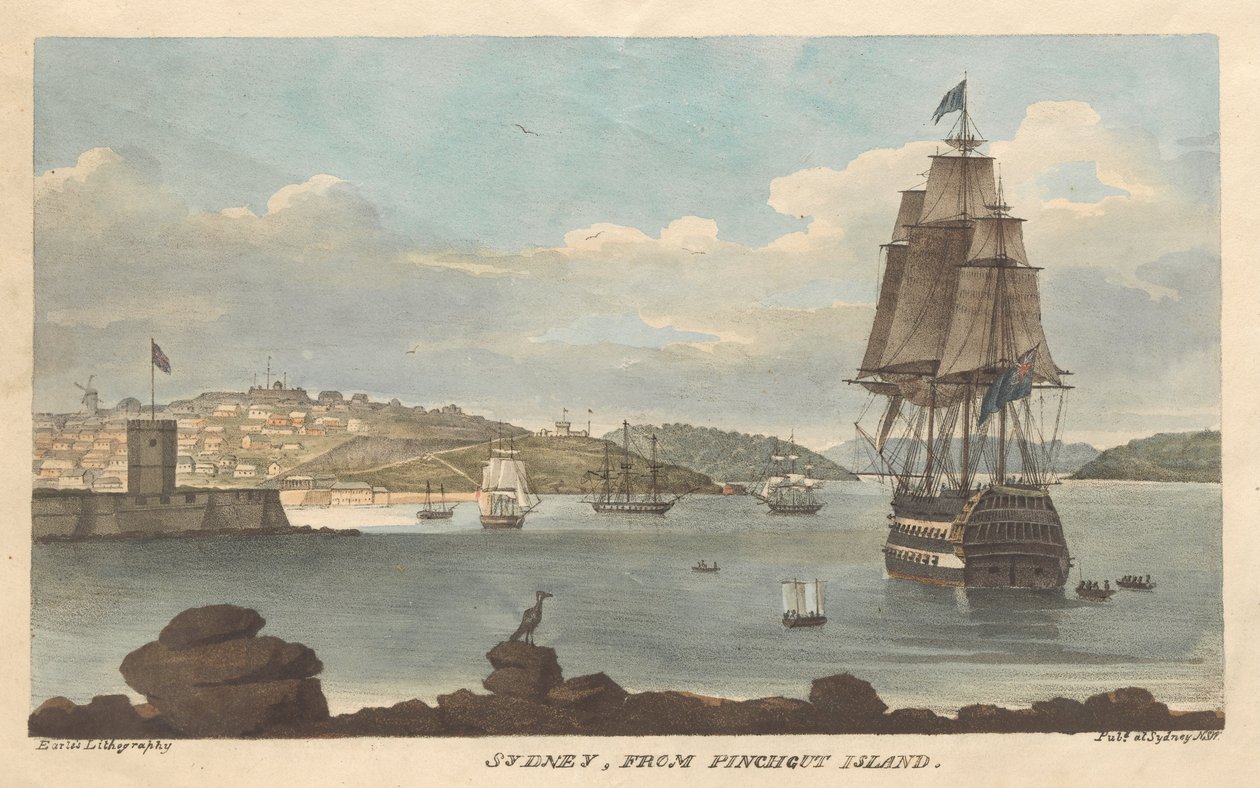 Sydney fra Pinchgut Island af Augustus Earle