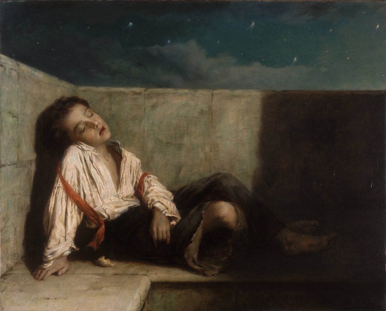 En fordybning på en London Bridge, 1879 af Augustus Edward Mulready