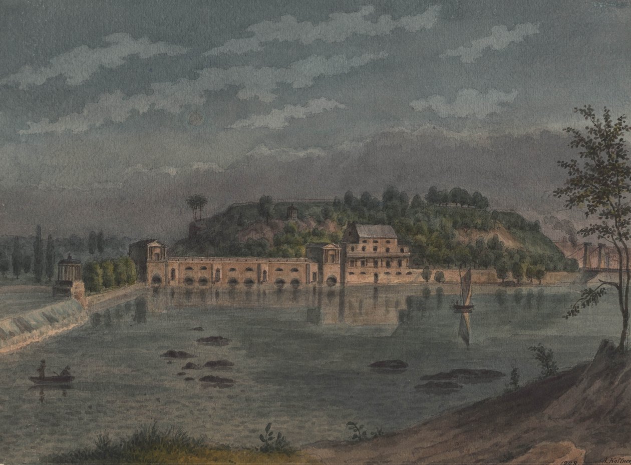Fairmount Waterworks, Philadelphia, PA, 1848 af Augustus Kollner