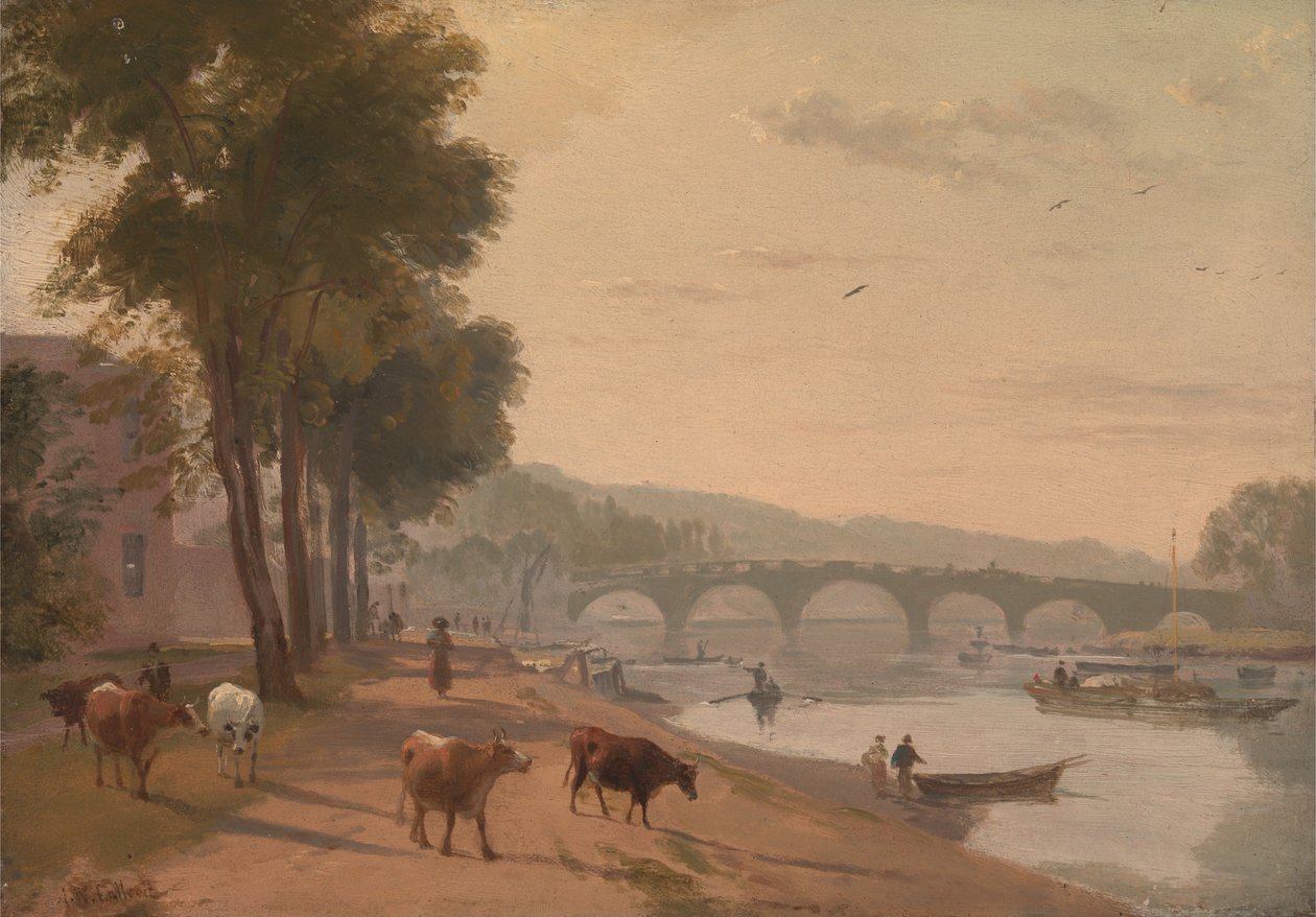En udsigt over Richmond Bridge, på Themsen af Augustus Wall Callcott